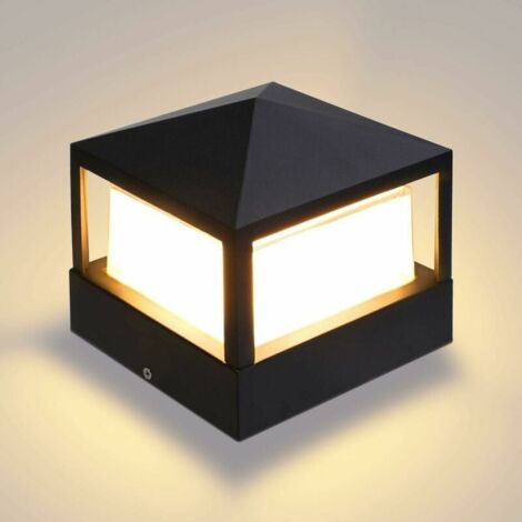 Ulisem Lampada da esterno a colonna per cancello, villa, giardino, prato, recinzione, impermeabile IP65, in alluminio, illuminazione bianco caldo.