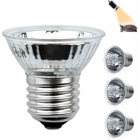 Ulisem Lampe chauffante pour tortues 50 W E27 UVA UVB à spectre complet, ampoule halogène à intensité variable pour lézards, tortues aquatiques, araignées, grenouilles, AC 220-240 V (lot de 4)