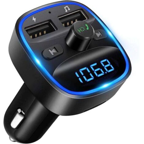 Ulisem Lecteur de voiture - Transmetteur FM Bluetooth, appels mains libres, 2 ports USB 5V/2.4A1A, prise en charge de la carte SD/clé USB 1pc