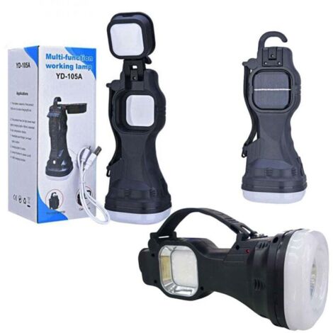 Ulisem - Linterna de emergencia recargable COB de 26 LED SMD con panel solar portátil -