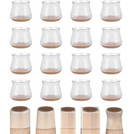 Ulisem Lot de 16 protections de sol pour pieds de chaise, curseurs de meubles pour sols en bois dur, silicone (18-25 mm).