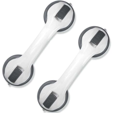 Ulisem Lot de 2 Poignées de Douche à Ventouse - Poignées de Sécurité Portables pour Enfants et Personnes Âgées - Gris