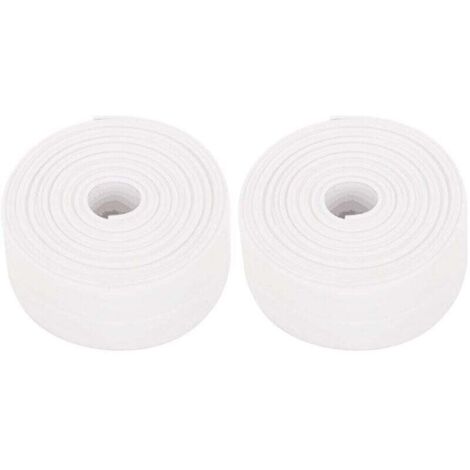 Ulisem Lot de 2 rouleaux de plinthes souples autocollantes en PVC - 38 mm x 3,2 m - Pour cuisine et salle de bain - Blanc