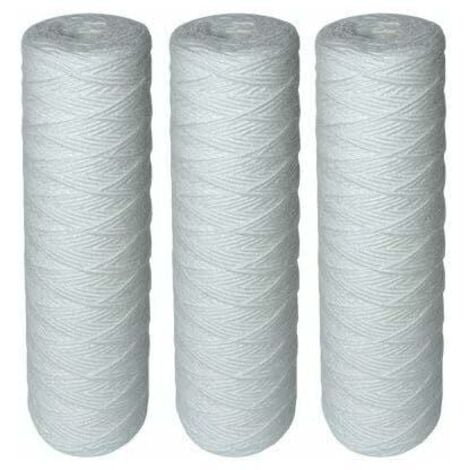 Ulisem Lot de 3 Cartouches Filtrantes Bobinées pour Filtre à Eau – Filtration des Sédiments jusqu’à 25 microns – Format Standard Universel 10" pouces – Durée : 1 an