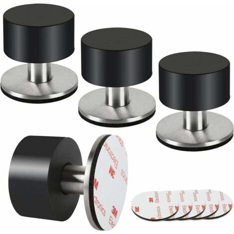 Ulisem Lot de 4 butées de porte en caoutchouc, butées de porte auto-adhésives 3M pour plinthes, butées de porte fixées au mur pour atténuer le son à la maison, au bureau, sur la terrasse