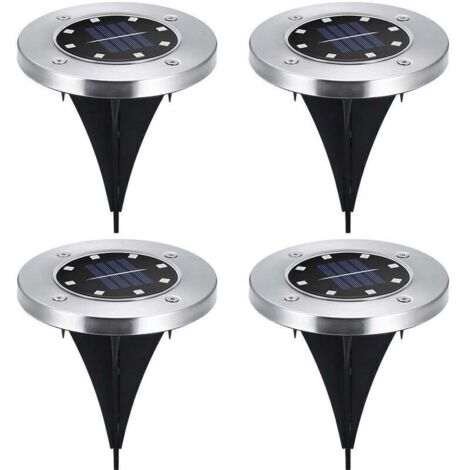 Ulisem Lot de 4 disques solaires à LED spots de jardin à planter