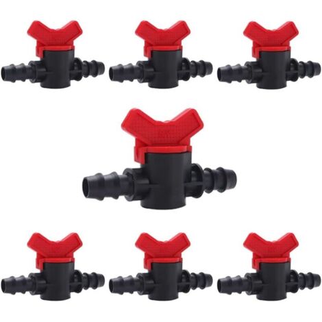 Ulisem Lot de 7 vannes d'arrosage pour tuyau d'arrosage, robinet de jardin en plastique PE, double cannelure mâle, pour arrosage de jardin et pelouse, pour tuyau de 16 mm