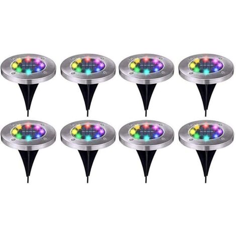 Ulisem Lumière Solaire Extérieur Jardin Au Sol Extérieur 8 LED  Chaud Etanche IP65 Spot Solaire Extérieur Chemin Terrasse Cour Spots Solaires Encastrables Renforcé Par 6 Vis Lot de 8 [Classe énergétiq
