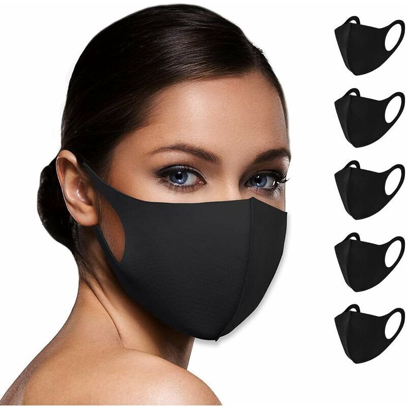 Masque Tissu lavable Single Layer 100% Masque Unisexe Masques Tissus Reutilisables pour Adultes, Enfants, Hommes et Femmes [Noir - Lot de 10] - Ulisem
