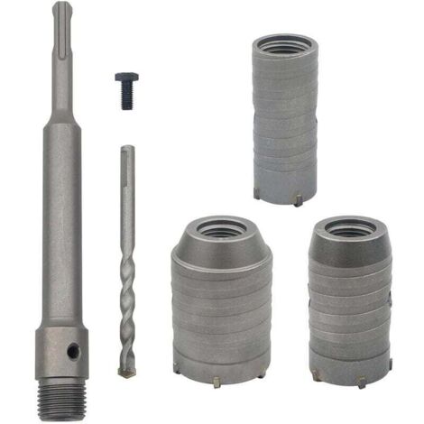 Ulisem Mèche de forage en béton avec manche rond de 350 mm SDS Plus Trépan pour trou de sciage de béton Mèche de forage pour mur en pierre de ciment avec expansion de 30/40/50 mm （Argent)