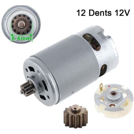 Ulisem Moteur à courant continu RS550 avec 12 dents - Moteur brossé - 12V, plus 1 x 12 dents et porte-balais de service