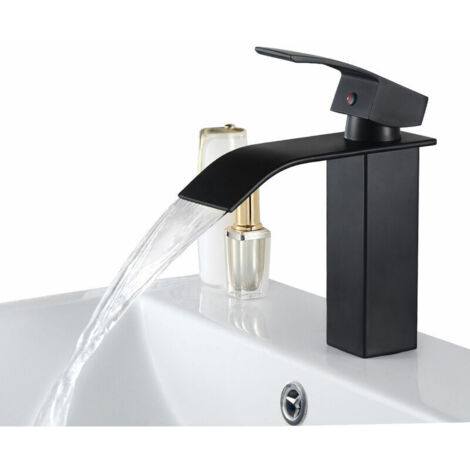 Ulisem NERO Rubinetto Lavabo a Cascata Miscelatore in Ottone per Bagno dal Design Moderno
