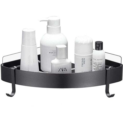 Ulisem Noir Etagère Douche D'angle, Rangement Salle de Bains, Triangle Rangement Douche, Sans Perçage Couche doble Superma