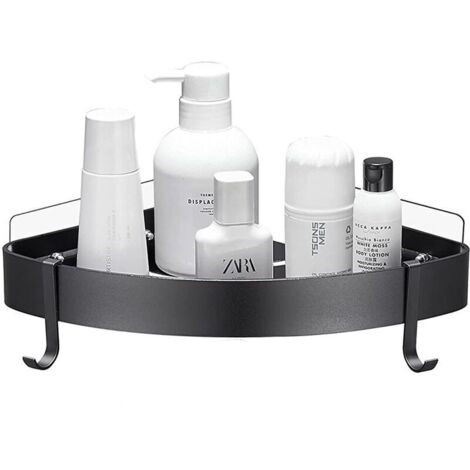 Ulisem Noir Etagère Douche D'angle, Rangement Salle de Bains, Triangle Rangement Douche, Sans Perçage Couche double Superma