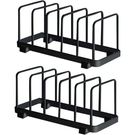 Ulisem Organizer per piatti, scolapiatti, scolapiatti, organizer per ripiani per piatti, porta taglieri per pensili da cucina (nero, 2 pezzi)