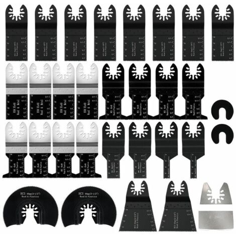 Ulisem Paquete de 31 hojas de sierra oscilantes multiherramienta, accesorio oscilante multiherramienta, hojas de sierra universales para Bosch Dewalt Makita cortar clavos de azulejos de esquina de mad