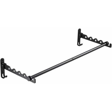 Ulisem Portant à Vêtements Mural, Pliable Tringles à Vêtement Cintre Pliant Mural, Porte-Vêtements de Mur en Métal, Étendoir Séchoir à Linge pour Chambre Bain, 80 cm Long Noir