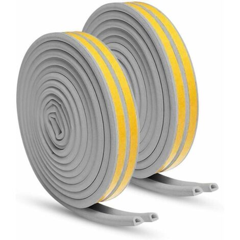 Ulisem Porte Calfeutrage, fenêtre Seal bande pour portes et fenêtres - Auto-adhisive mousse Météo Strip Joint de porte  Insonorisés Joint dénudage Gap Blocker Epdm Type D 66ft (20 m) Pack 2 (Gris)