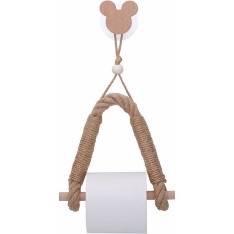 Ulisem Porte Papier Toilette , Derouleur Papier Toilette , Support Papier WC , Porte-Papier Salle de Bain Support de Rouleau de Serviette Toilette Corde , Solide et Robuste (Mickey Head)