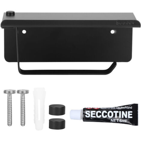 Ulisem Porte-Papier Toilette sans Perçage en Aluminium, Porte-Rouleau avec étagères Spacieuses, Support de Papier Toilette Auto-adhésif, Porte-Papier Mural pour Salle de Bain, Cuisine (noir)