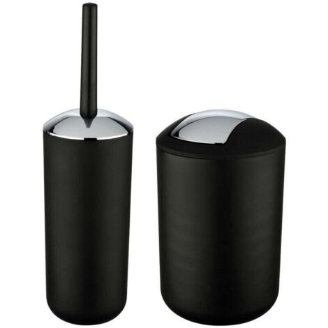 Ulisem Poubelle Salle de Bain 6L et Brosse WC, Accessoire Salle de Bain Brasil Noir