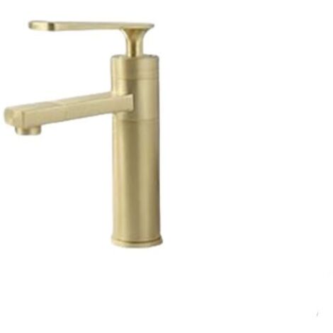 Ulisem Robinet de lavabo de salle de bain en laiton brossé or mitigeur évier robinet mitigeur d'eau froide et chaude robinet