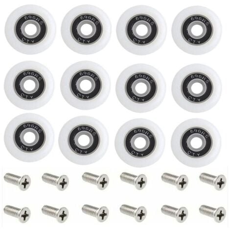 Ulisem Roulettes de rechange pour porte de douche, ensemble de 1 avec vis, diamètre de 23 mm, motif Starlight.
