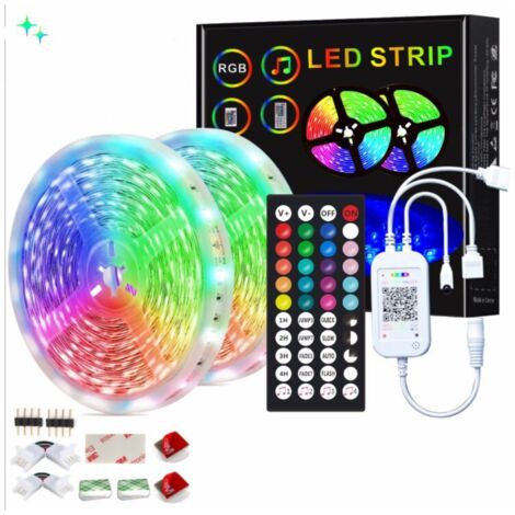 Ulisem Ruban 15M 5050 RGB Bluetooth Kit Bande LED, SZ-Climax Bande Lumineuse Flexible Multicolore avec Télécommande à 44 Touches, Alimentation 12V, Bande RGB LED Décor pour Accueil Fête DIY Noël[Class