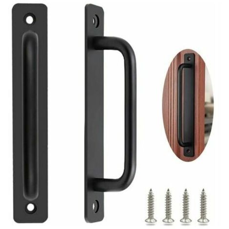 Ulisem Schiebetürgriff, 2 Stück, robuster Scheunentorgriff, Schiebetürgriff, Außentorgriff, Innen- und Außentürgriffe mit Schrauben, Schwarz/212 mm