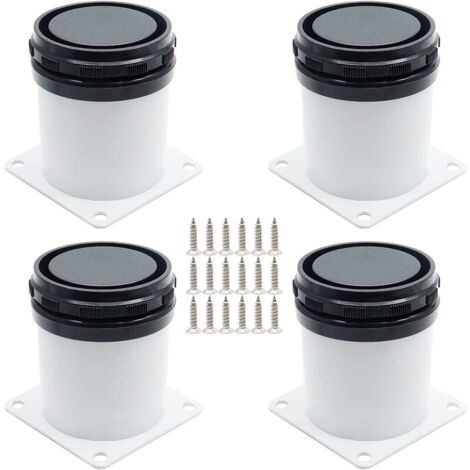Ulisem Set mit 4 verstellbaren Möbelfüßen aus Edelstahl mit Schrauben – Weiß, Höhe 5 cm