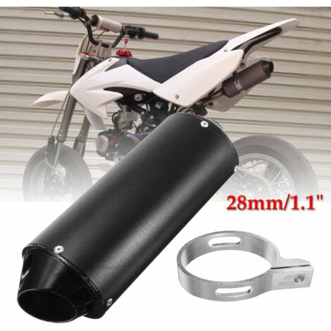 Ulisem Silenciador de tubo de escape de aluminio ID 28 mm para 90 cc 110 cc 125 cc 150 cc 4 tiempos negro (negro, 1x)