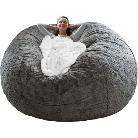 Ulisem Sitzsackbezug ohne Füllstoff, Home Sponge Sofabettbezug, weicher runder Doppelsofabezug, geeignet für Wohnzimmer und Schlafzimmer, Dunkelgrau