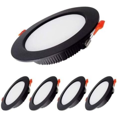 Ulisem Spot LED encastré noir pour hôtel, commercial, ingénierie, éclairage de plafond antireflet, économie d'énergie, 80-90mm, lot de 5