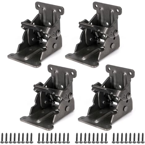 Ulisem Support pliable, charnière autobloquante avec vis, extension de verrouillage pour pied de table, pied de lit, établi, lot de 4