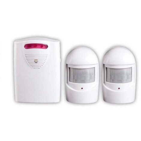 KUEATILY Ulisem Systèmes Sécurité Alarme, 1 Récepteur et 2 Détecteurs de Mouvement PIR Résistant Intempéries pour Cour / Garage / Grange,Kit Sirène sans Fil pour Port et Fenêtre Sécurité Protection Anti-vol