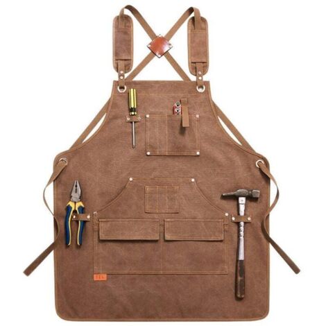 Ulisem Tablier en toile super épais, multifonction, poche, cuisine, manucure, nettoyage, uniforme, travail du bois, mécanicien, ferme, ranch, tablier de protection