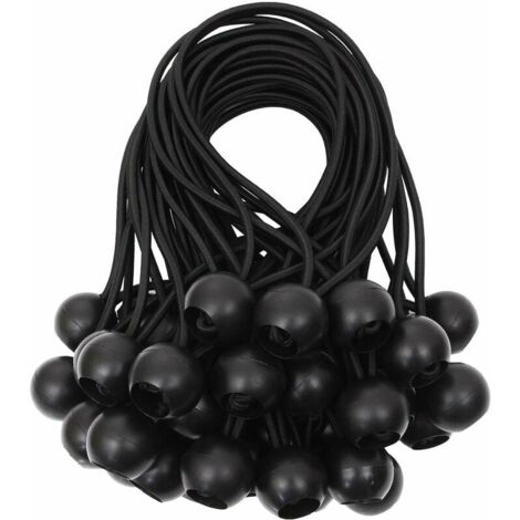 Ulisem Tensor de Lona, Tensor de Bola, Tensor Elástico, Tensor de Goma para Pancarta, Lona, Cenador, Carpa, Cortinas, Arnés de Extensión, Soporte de Lona, Blanco, 15 cm (Negro, 40 Unidades)