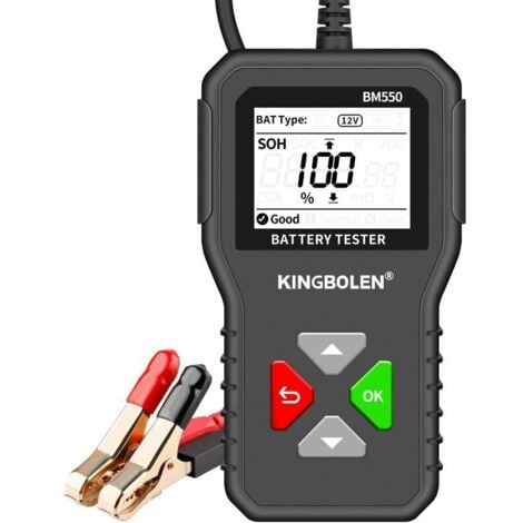 Ulisem Testeur de Batterie AUTO 6V 12V 24V,BM550 100-2000 CCA 2-200Ah Testeur d’alternateur automobile Analyseur de batterie numérique pour Voiture/Camion/Moto/ATV/SUV/Bateau/Yacht