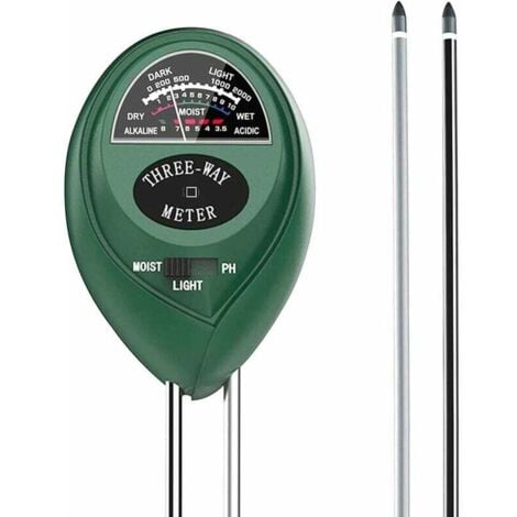 KUEATILY Ulisem Testeur de Sol 3 en 1, Testeur de pH de Sol, Humidimètre de Sol, Testeur de Intensité Lumineuse de Sol, Testeur de Sol 3 en 1 pour Jardin et l'agriculture (Pas Besoin de Batterie)