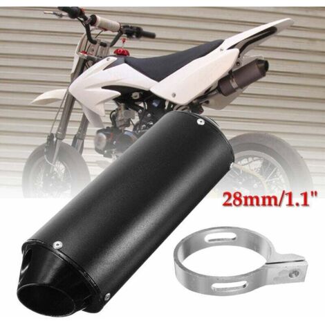 Ulisem Tuyau d'échappement de silencieux en aluminium ID 28mm pour 90cc 110cc 125cc 150cc 4 temps noir (noir, 1x)