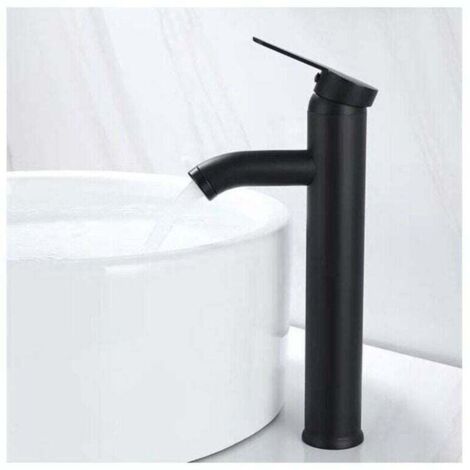 Ulisem Waschtischarmatur, Design mit hohem Auslauf, Einloch-Wasserhahn, für Aufsatzwaschbecken für Badezimmer in Chrom-Kupfer mit abnehmbarem Luftsprudler