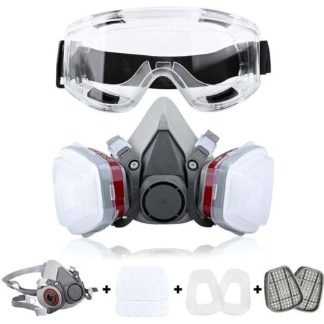 Ulisem Wiederverwendbare Atemschutzmaske Halbmaske 6200 Gasmaske Atemschutzmasken mit Schutzbrille zum Lackieren Schweißen