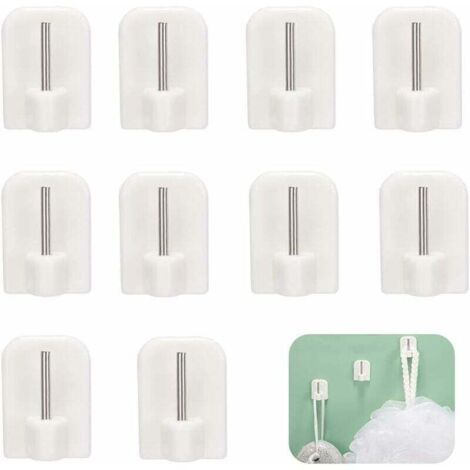 Ulisem10Pcs Crochets Autocollants, Crochets Adhésifs, Supports pour Tringles, Tringle sans Percage Crochets Autocollants pour Barres de Rideaux