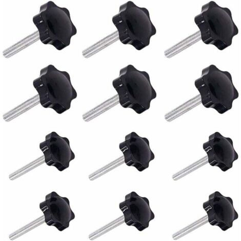 Ulisem12 Pièces M6 (32 ) × 40mm et M8 (38 ) × 40mm Poignée de Serrage à Filetage Mâle Gripandles vis Boutons Poignées Bouton étoile