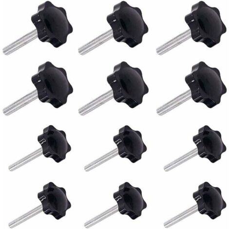 Ulisem12 Pièces M6 (32 ) × 40mm et M8 (38 ) × 40mm Poignée de Serrage à Filetage Mâle Gripandles vis Boutons Poignées Bouton étoile