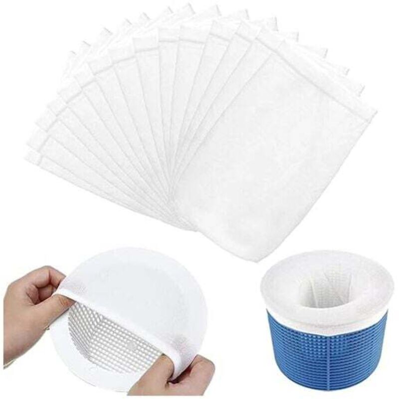 Ulisem15 Pièces Chaussettes de Skimmer pour Piscine, Chaussettes Filtre en Nylon Élastique Ultra Fine, Reutilisables pour Panier Skimmer, Retiennent