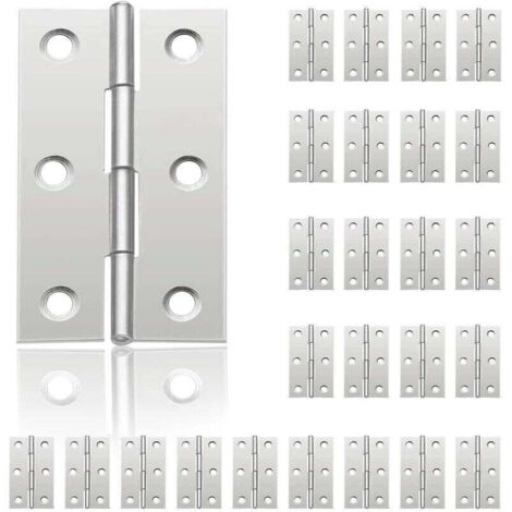 Ulisem24Pcs Petit Charnières pour Portes, Charnière Inox, DIY Charnières de Portes pour Porte Placard Charnière Piano Boîtes à bijoux La Maison Meubles Matériel Armoire(44mm32mm)