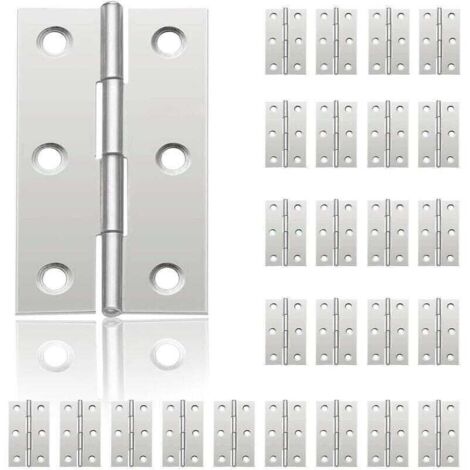 Ulisem24Pcs Petit Charnières pour Portes, Charnière Inox, DIY Charnières de Portes pour Porte Placard Charnière Piano Boîtes à bijoux La Maison Meubles Matériel Armoire(44mm32mm)