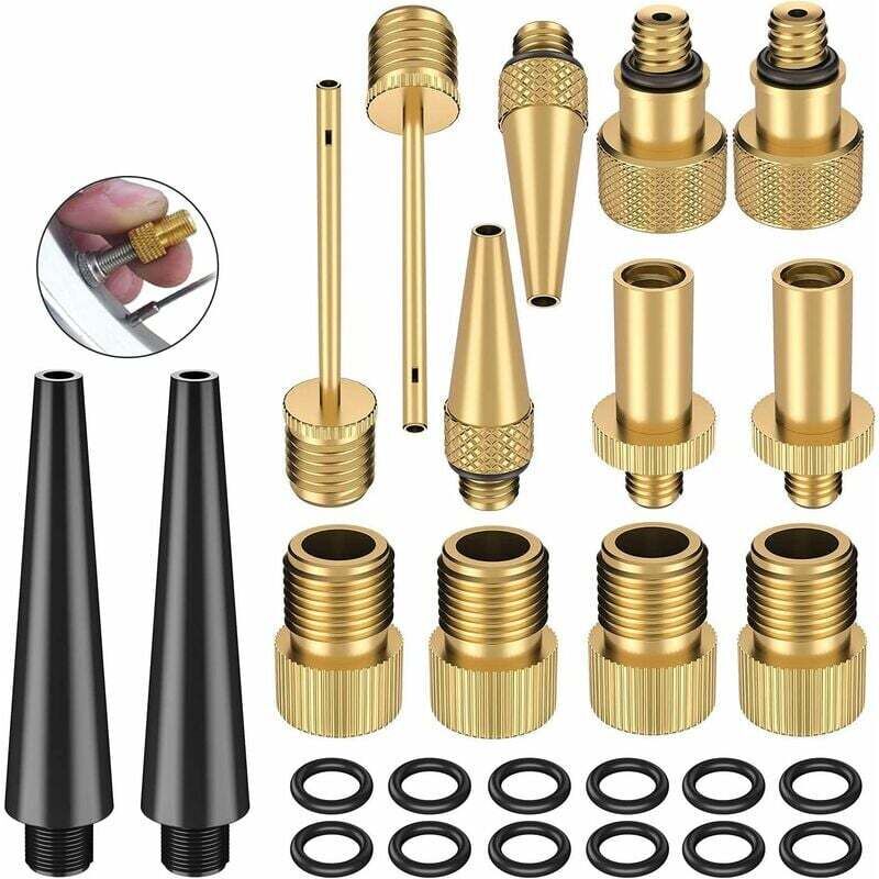 26 pcs Adaptateur de Pompe à vélo - Schrader Presta de Valve Adaptateur de Pompe à Pneu de Bicyclette av dv sv avec Embout de gonflage Adaptateur de