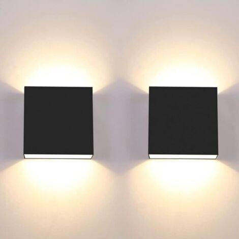Ulisem2Pcs Applique Murale LED 7W Moderne Applique Murale Interieur Lumière Blanche Chaude 3000K Applique Murale Carrée Noir